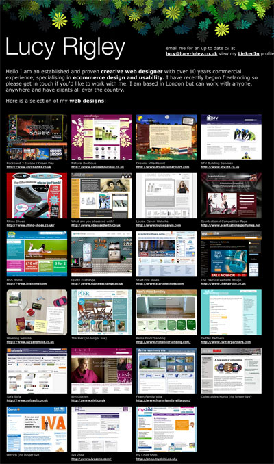 Lucy Rigley personal portfolio design website