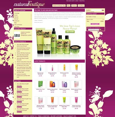 Natural Boutique e-commerce website